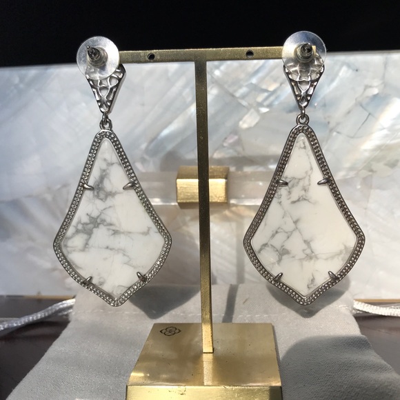 KS Silver Howlite Alexis Earrings - Picture 3 of 5